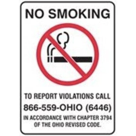 Accuform Safety Sign NO SMOKING  TO REPORT MSMK444XP MSMK444XP